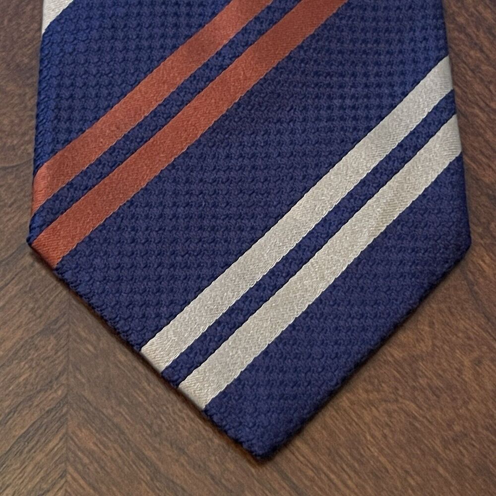 Andrew’s Ties Blue 100% Silk Men’s Neck Tie Made In Italy Long